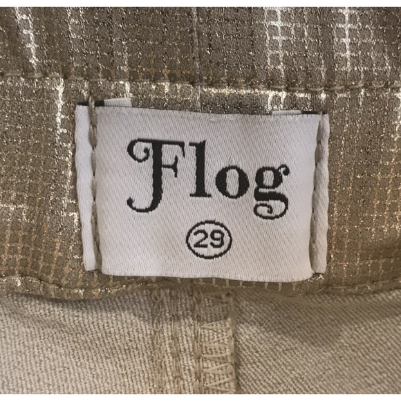 Bevy Flog Shely Drawstring Pull On Pants Gold Metallic Grid Pockets Size 29 - Picture 10 of 12